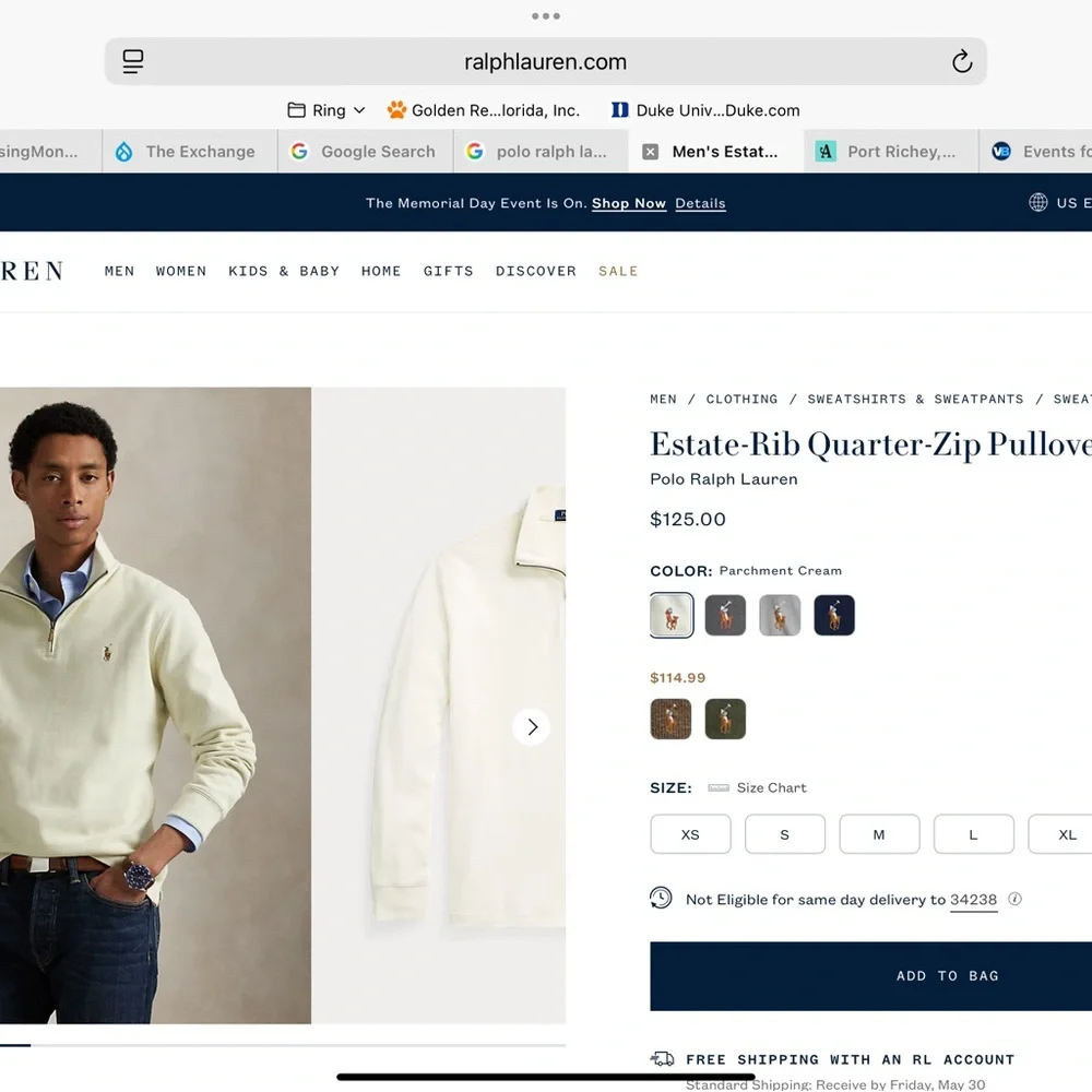 Polo by Ralph Lauren Cream Quarter-Zip Sweater